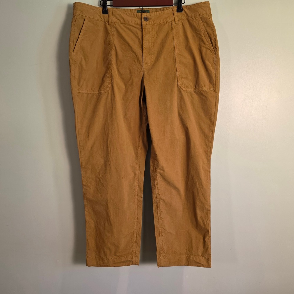 Orvis Women Mid Rise Stretch Cotton Straight Leg Chino Pants 20 Camel Tan NWOT